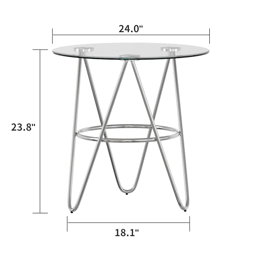 OIOG Modern Silver Glass Side Table with Storage