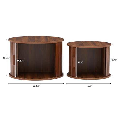 Modern Round Coffee Table with Storage for Living Room, Bedroom, Office