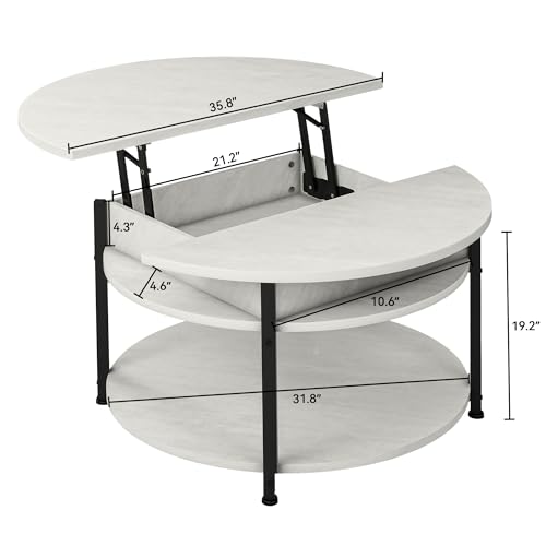 Modern Grey Round Coffee Table with Hidden Storage