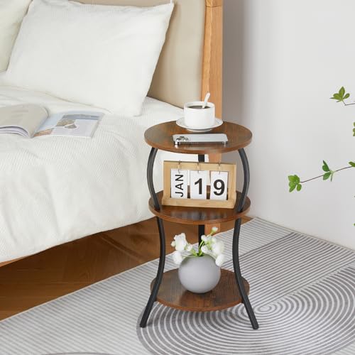 Vintage Round Side Table for Living Room and Bedroom