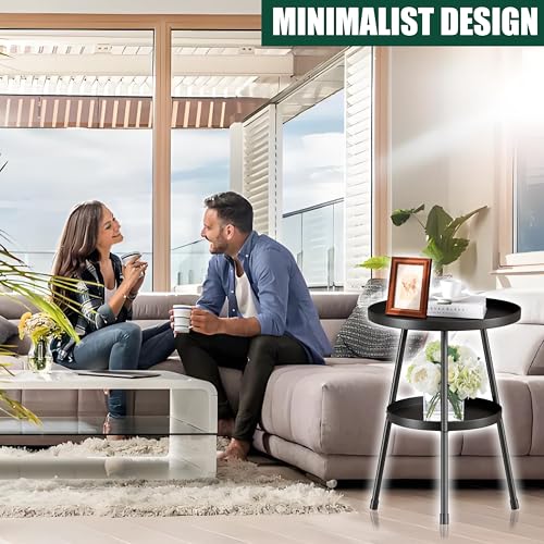 2-Tier Metal Side Table for Compact Spaces