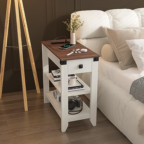 White Charging End Tables - Set of 2