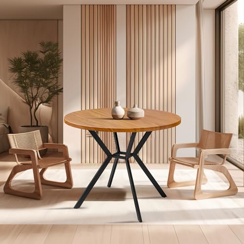 4-Person Walnut Round Dining Table for Small Spaces
